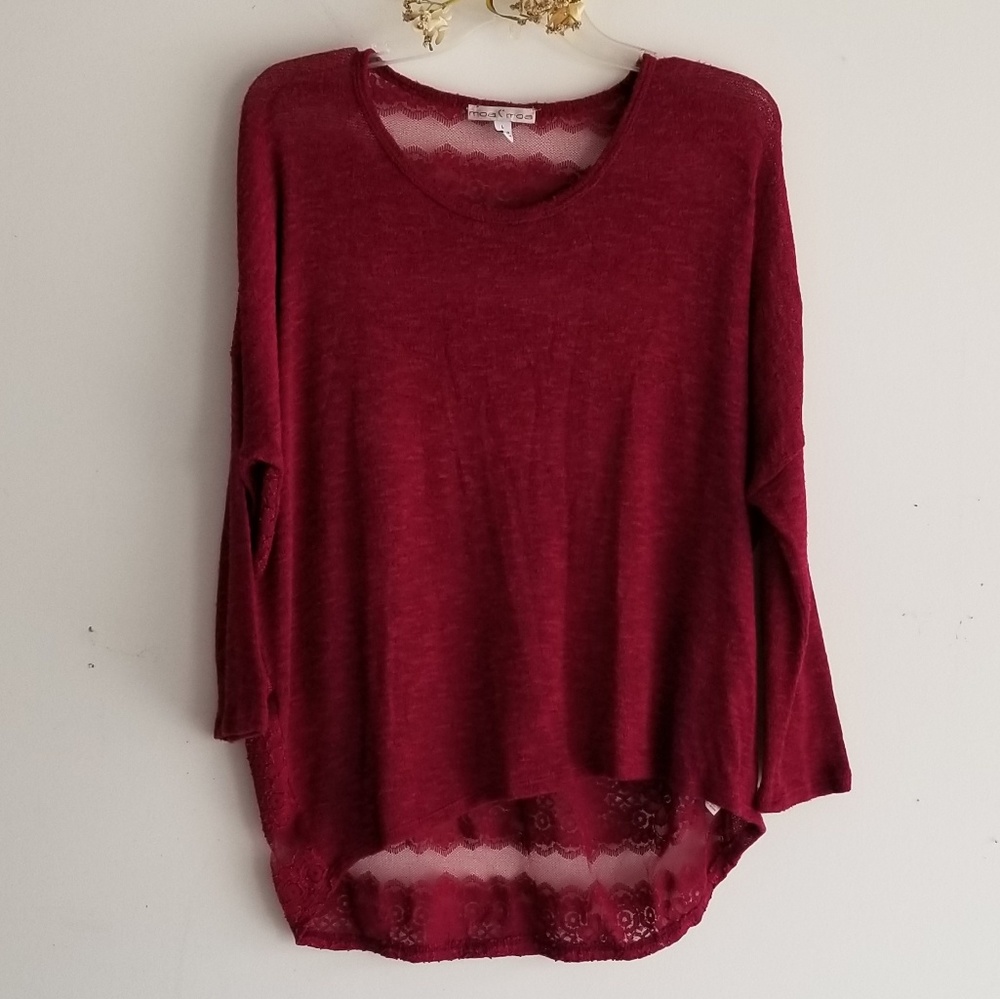 MOA MOA Large Ruby Red Lace Sweater